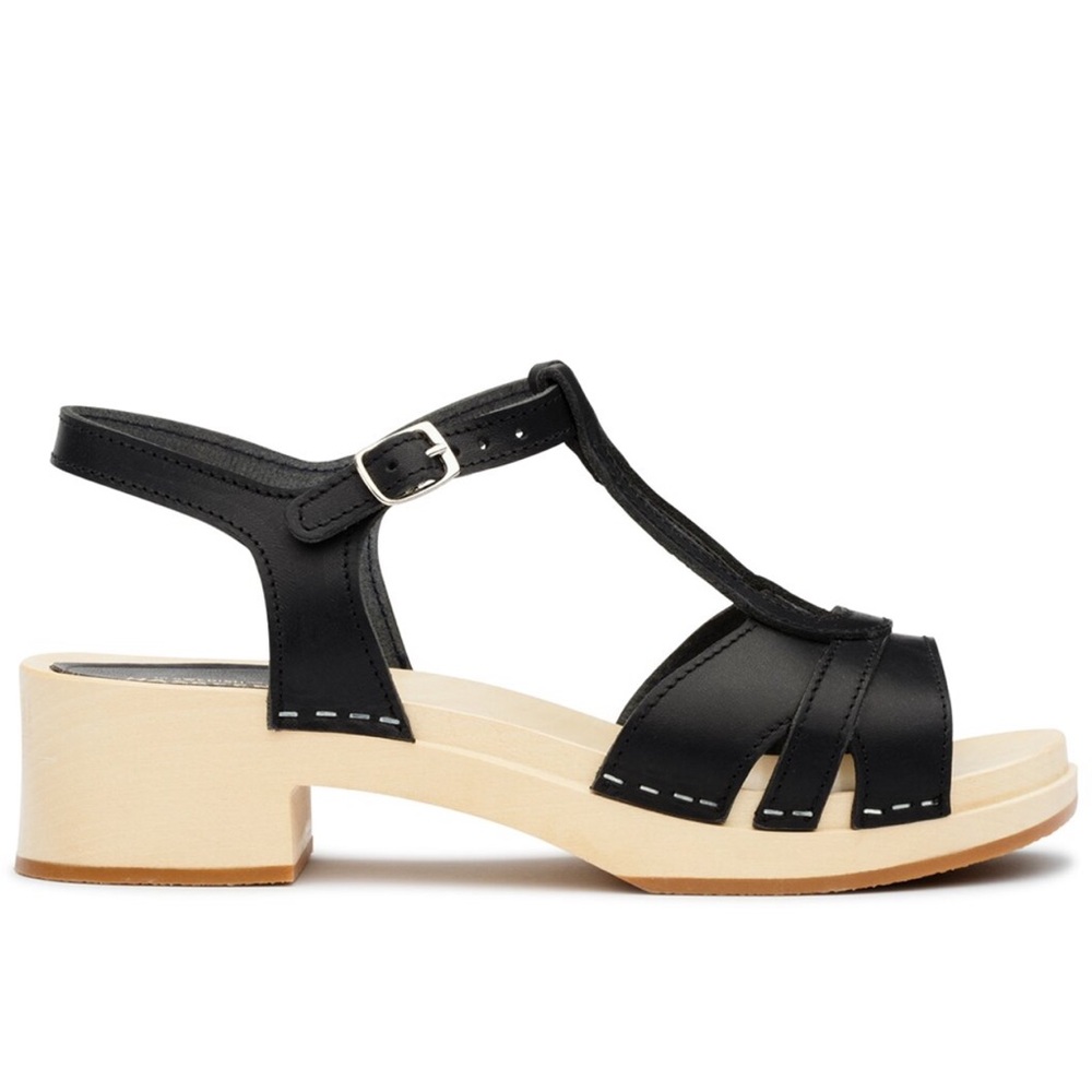 Swedish Hasbeens Ulla Low black sandal clogs size 37 US 7 - 7.5 Brand New